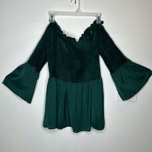 Jane & Delancey Velvet and Chiffon off shoulder Top